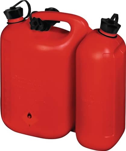HÜNERSDORFF Kraftstoffdoppelkanister PROFI 5,5+3l rot HDPE L316xB145xH312mm HÜNERSDORFF