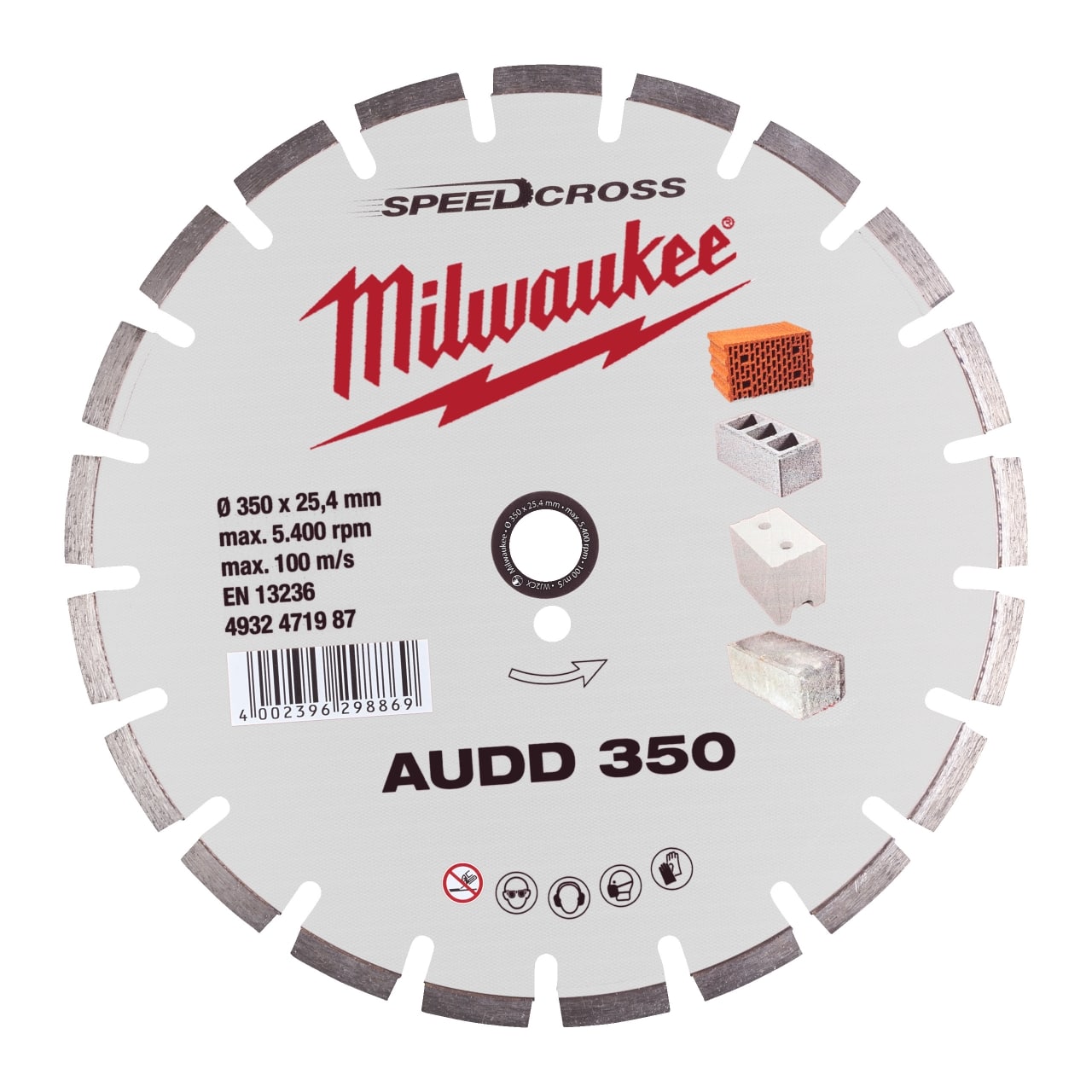 MILWAUKEE für abrasive Materialien Speedcross Diamanttrennscheibe AUDD 350 mm