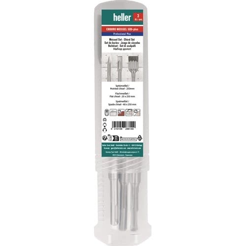 HELLER Bohrhammermeißelsatz 1218 Enduro SDS-plus 3 Spitz-,Flach-,Spatmeißel
