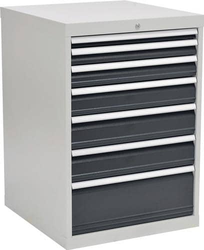 BEDRUNKA+HIRTH Schubladenschrank H1019xB705xT736mm lichtgrau/grau 7 Schubl.Voll.Bedrunka