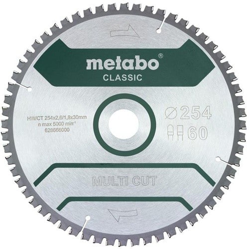 METABO Kreissägeblatt multi cut cut classic D254x2,6/1,8xBohrung30mm Z.60 FZ/TZ 5Gr neg