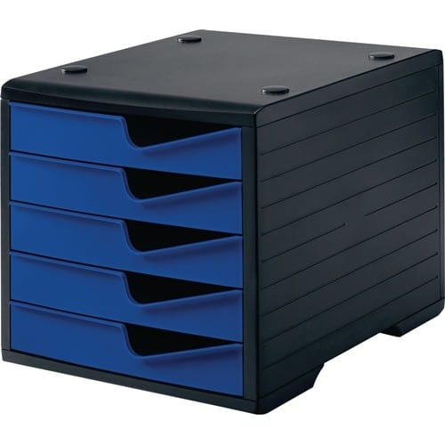 STYRO Ablagebox 5 Schubl.schwarz/blau Polystyrol H255xB270xT340mm STYRO