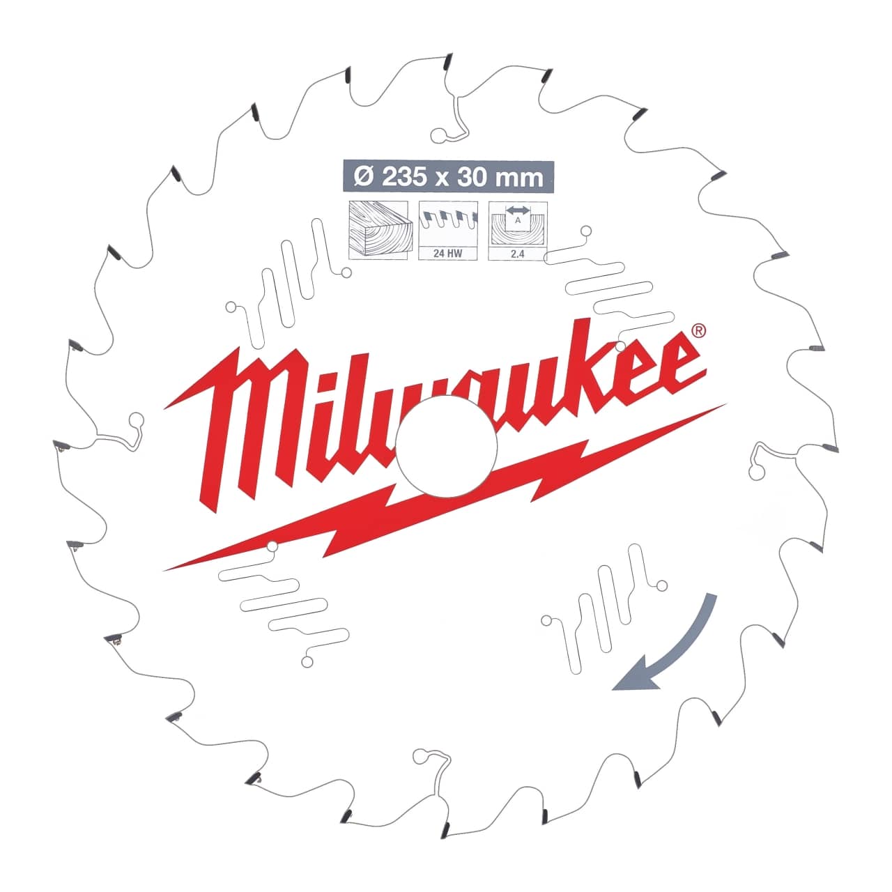 MILWAUKEE 235/30 mm Z24 Wechselzahn Kreissägeblatt Holz für Handkreissägen