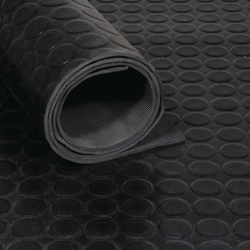 TECWERK Gummiflachnoppenmatte B.1,5m L.10m D.3mm schwarz NR/SBR o.Gewebeeinlage TECWERK