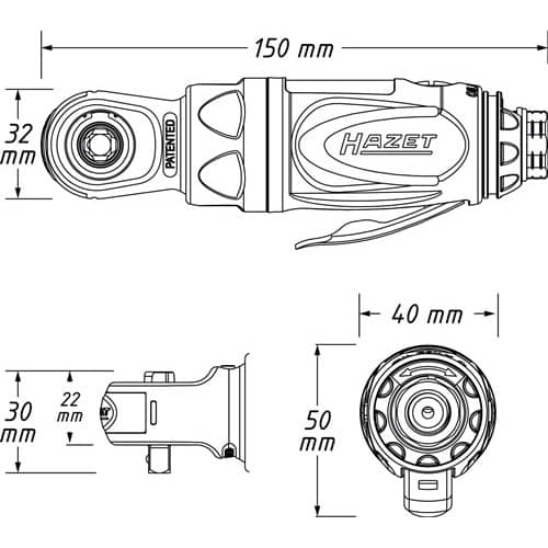 HAZET Druckluftratschenschrauber 9020P-2 6,3mm (1/4Zoll) A4-kt.40 Nm HAZET