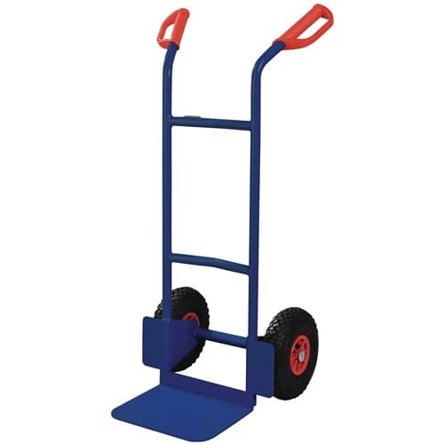 TECWERK Stapelkarre H.1150mm Schaufel-L250xB320mm Luft-Bereifung Trgf.200kg blau TECWERK