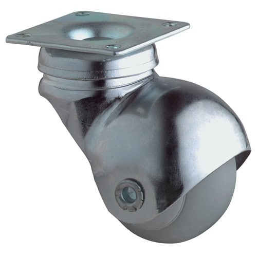 BS ROLLEN Kugellenkrolle D.40mm Trgf.30kg m.Platte Gum.grau BS ROLLEN