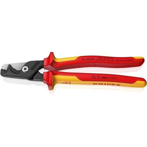 KNIPEX Kabelschere StepCut® XL L.225mm Kopf brün.VDE Mehrkomp.-Hüllen KNIPEX