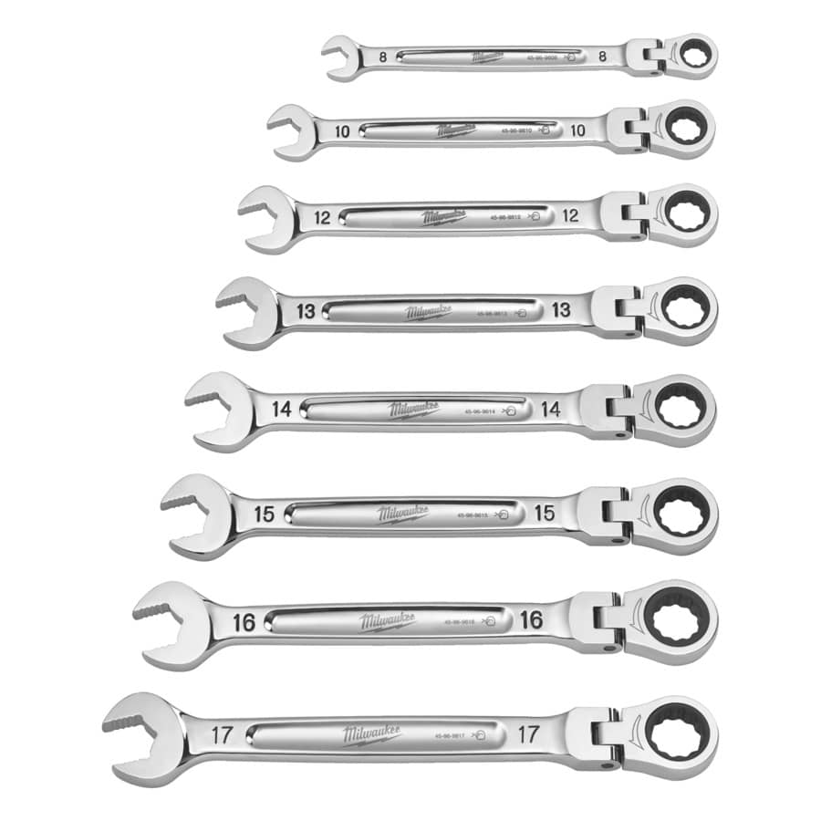 MILWAUKEE 7-teilig metrisch MAX BITE Gelenk-Ratschen-Ringmaulschlüsselsatz