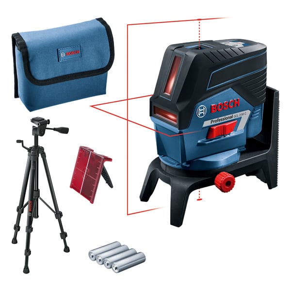 BOSCH Kombilaser GCL 2-50 C, mit 4 x 1,5-V-LR6-(AA)-Batterien, RM 2, BT 150