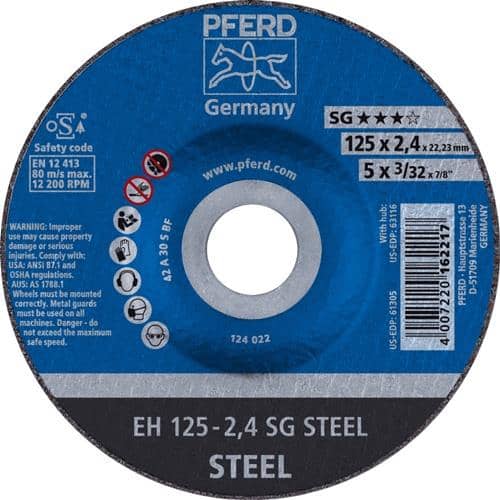 PFERD TOOLS Trennscheibe SG STEEL D125x2,4mm gekr.STA Bohr.22,23mm PFERD