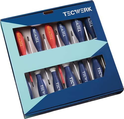 TECWERK Schraubendrehersatz XXL 13-tlg.Schlitz/PH/PZD/TX Mehrkomponentengriffe TECWERK