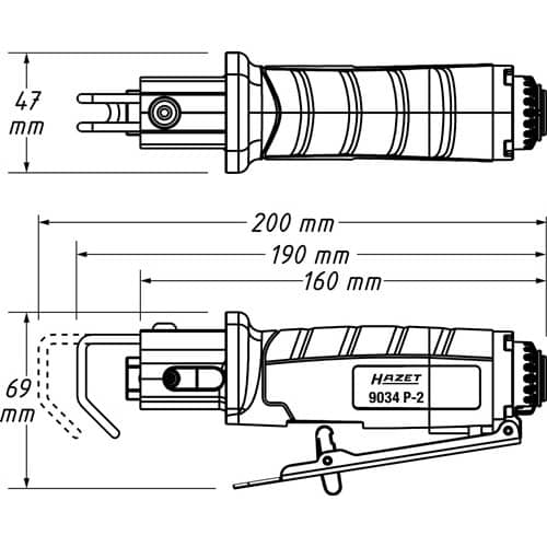 HAZET Druckluftsäbelsäge 9034P-2 HO STA 3mm Hub 10mm HAZET
