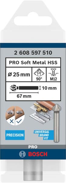 BOSCH Kegelsenker mit zylindrischem Schaft, 25,0, M 12, 67 mm, 10 mm