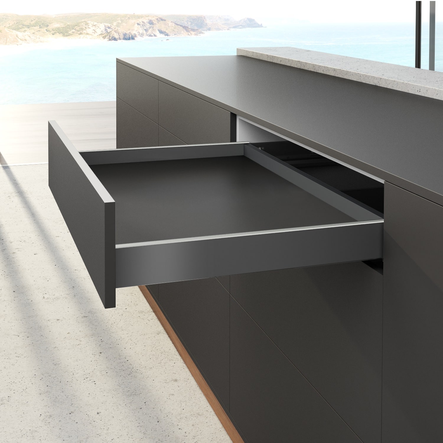 HETTICH AvanTech YOU Set Zarge, Höhe 77 mm x NL 450 mm, anthrazit, links und rechts, 9353418