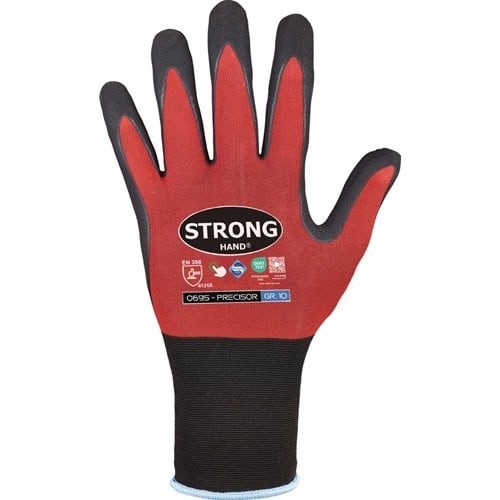 STRONGHAND Handschuhe PRECISOR Gr.8 rot/schwarz EN 420,EN 388 PSA II STRONGHAND