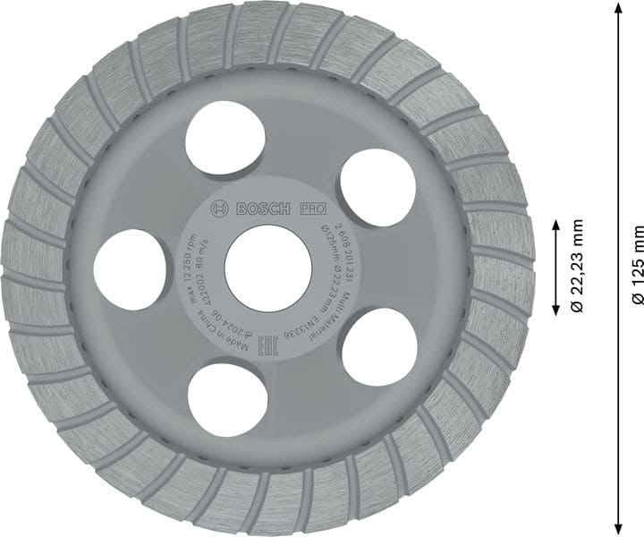 BOSCH Diamanttopfscheibe Best for Universal Turbo, 125 x 22,23 x 5 mm, gelb