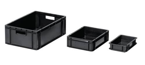LA-KA-PE Transport-Stapelkasten L400xB300xH210mm PP leitfähig schwarz geschl.4 St/Karton