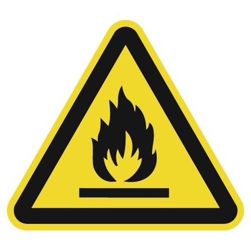 Warnzeichen ASR A1.3/DIN EN ISO 7010 200mm Warnung feuergefährliche Stoffe Folie
