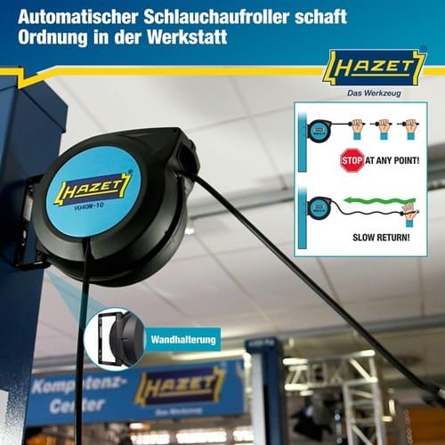 HAZET Druckluftschlauchtrommel 9040N-10 f.Druckluft u.Wasser L.900mm Geh.Ku.