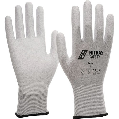 NITRAS Handschuhe 6230 Gr.9 grau/weiß EN 388,EN 16350 PSA II 12 NITRAS SAFETY