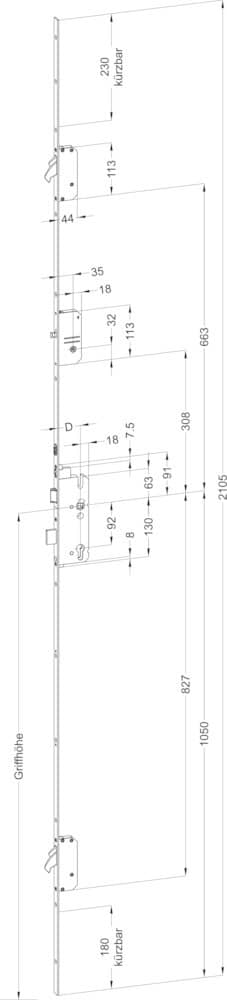 WINKHAUS Selbstverriegelnde-Mehrfachverriegelung STV AV3-FW2060 M2, 8/92, Stahl 5014826