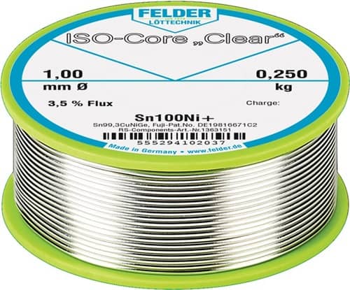 FELDER Lötdraht ISO-Core® Clear 1mm 100g Sn100Ni+ FELDER
