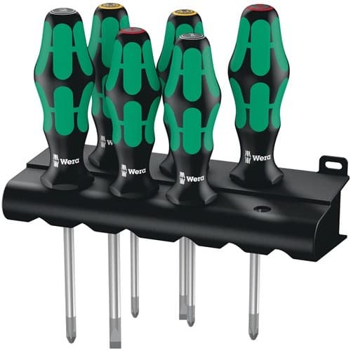 WERA Schraubendrehersatz 335/350/355/6 6-tlg.Schlitz/PH/PZD 2K-Griff Rundkl.WERA
