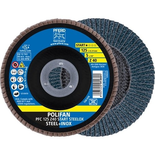 PFERD TOOLS Fächerscheibe POLIFAN Z BOX D.125mm K.Z-40 kon.INOX ZK Box á 10 St.PFERD