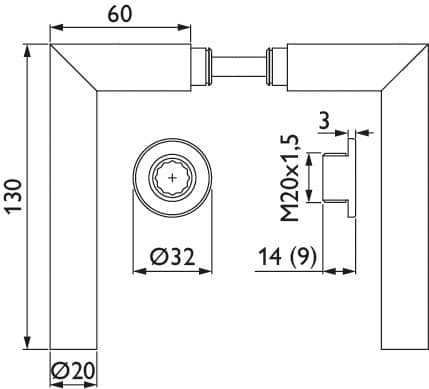 HERMAT Drückergarnitur ohne Schlüsselrosette BASIC 02 1802/2402.KF, Messing