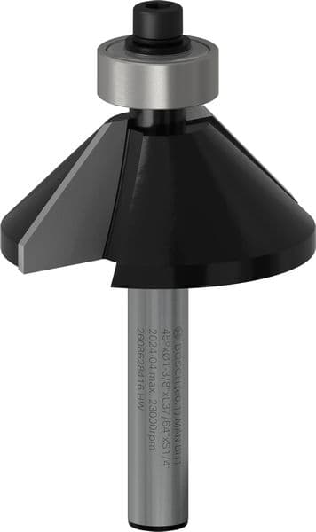 BOSCH Fase-/Bündigfräser 1/4 Zoll, D1 34,9 mm, B 13 mm, L 14,6 mm, G 56 mm, 45°