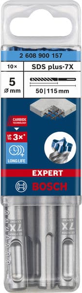 BOSCH EXPERT SDS plus-7X Hammerbohrer, 5 x 50 x 115 mm, 10-tlg.. Für Bohrhämmer