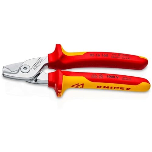 KNIPEX Kabelschere L.160mm Kopf verchr.VDE Mehrkomp.-Hüllen Form 1 KNIPEX