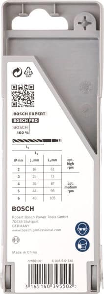 BOSCH Holzbohrer-Set mit Sechskantschaft, 5-teilig, 2 - 6 mm