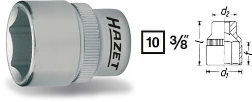 HAZET Steckschlüsseleinsatz 880 3/8 Zoll 6-kant SW 12mm L.27mm HAZET