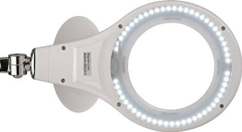 Nordwest LED-Lupenleuchte Glaslinse 127mm (5 Zoll) Tischklemme weiß