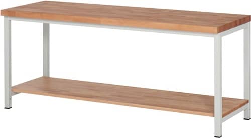RAU Werkbank Classic B2000xT700xH840mm Buche massiv lichtgrau 1 Ablageboden