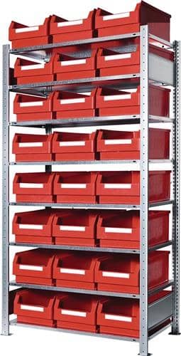 KAPPES Steckregal H2000xB1000xT500mm Grundregal 8 Stahl-Bd.24xGr.2 rot KAPPES