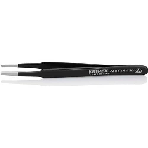 KNIPEX Präzisionspinzette L.120mm ger.rd.Spitzen-B.2mm rostfr.antimagn.elektr.ableitend