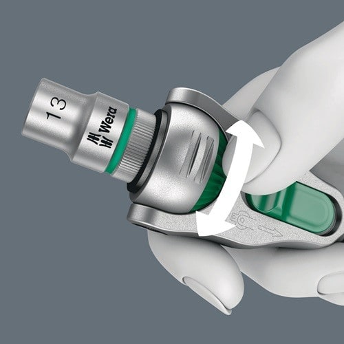 WERA Schwenk- u.U.-Knarre Zyklop Speed 1/4 Zoll Anz.Z.72 L.152mm 2K-Griff WERA