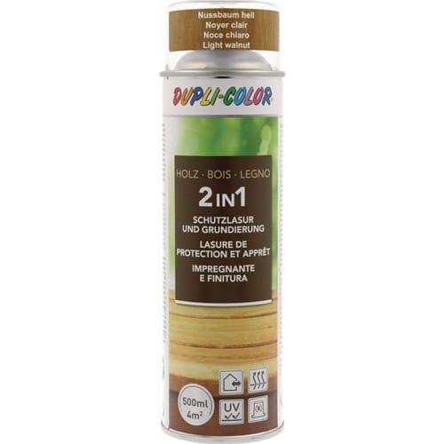 DUPLI-COLOR Holzschutzlasur 2in1 Farbe nussbaum hell 500ml Spraydose DUPLI-COLOR