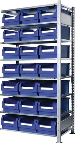 KAPPES Steckregal H2000xB1000xT500mm Anbauregal 8 Stahl-Bd.21xGr.2 blau KAPPES