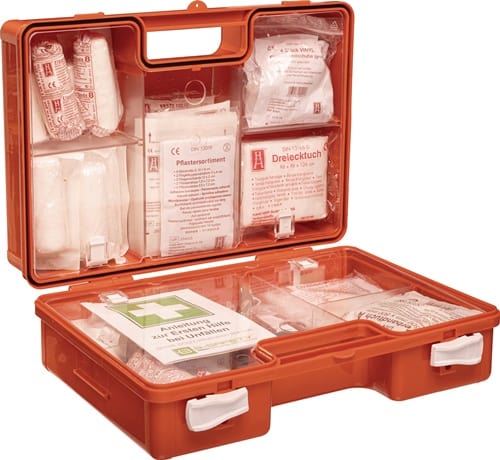 B-SAFETY Erste Hilfe Koffer DIN 13157-2021 B310xH210xT130ca.mm orange B-SAFETY