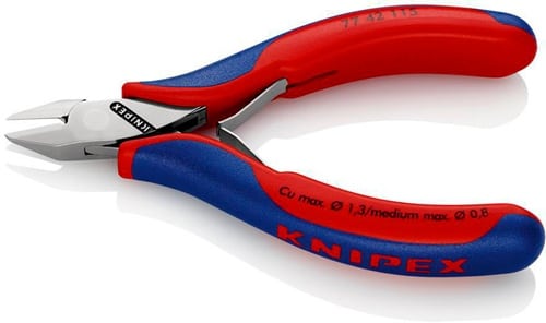 KNIPEX Elektronikseitenschneider L.115mm Form 4 Facette nein 2K-Hülle spiegelpol.KNIPEX