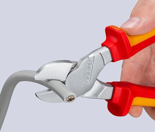 KNIPEX Kraft-Seitenschneider isoliert m.MK-Hüllen VDE verchromt 250mm
