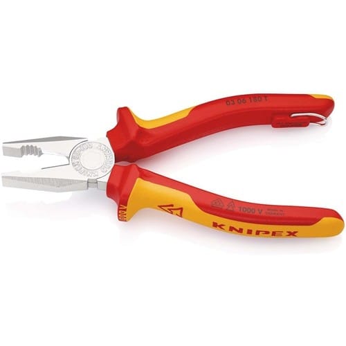 KNIPEX Kombizange L.180mm Mehrkomp.-Hüllen verchr.VDE m.Öse KNIPEX