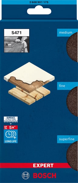 BOSCH EXPERT S471 Standard Block, 69 x 97 x 26 mm, M, F, SF, 3-tlg.. Für Handschleifen