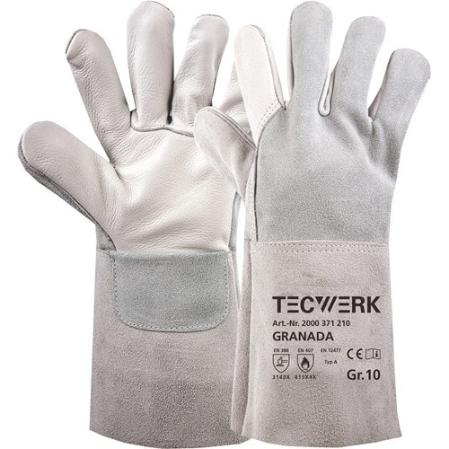 TECWERK Schweißerhandschuhe Granada Gr.10 grau EN 388/407/12477 6PA TW