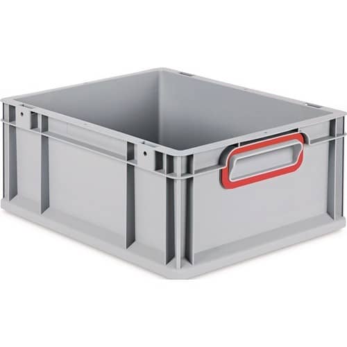 ALLIT Transportstapelbehälter L400xB300xH170mm grau PP geschlossener Griff rot