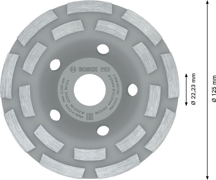 BOSCH Diamanttopfscheibe Expert for Concrete Hohe Lebensdauer 125 x 22,23 x 5 mm
